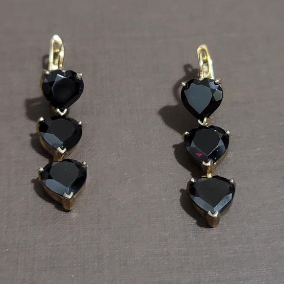 925 Silver Earings with dark red gemstone - Picture 1 of 6